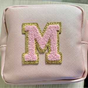 Initialed pink metallic jewelry case